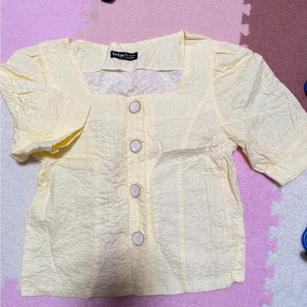 SHEIN Yellow Button-Up Top